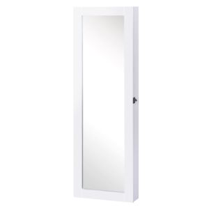 Espejo joyero de pared 37x9.5x112 cm mdf color blanco Homcom