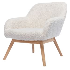 Malmo-sillón de madera natural y tejido de rizo crudo