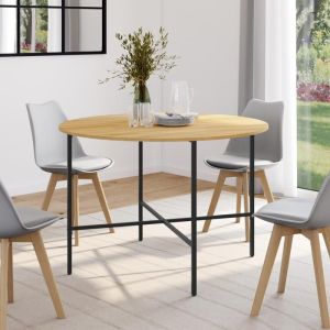 Mesa de comedor redonda industrial - madera y metal - 110 cm