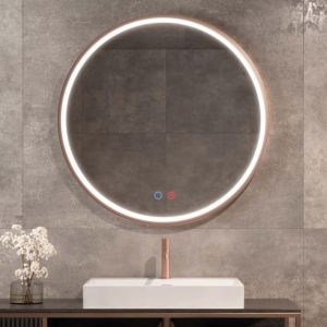 LEDimex - espejo redondo ø80cm LED antivaho serie parís oro rosa cepillado