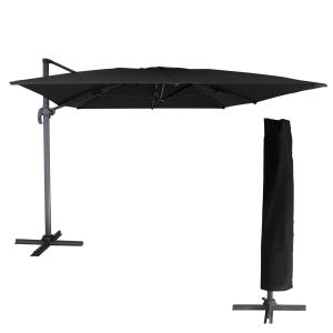 Sombrilla excéntrica molokai rectangular 3x4m negra + funda