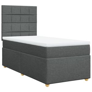 vidaXL cama box spring con colchón tela gris oscuro 100x200 cm