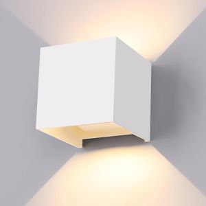 Aplique de pared interior y exterior impermeable 12 w blanco cálido