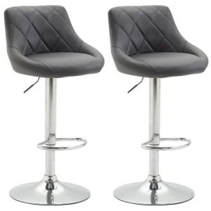 Taburetes de bar modernos - polipiel gris - 2 uds