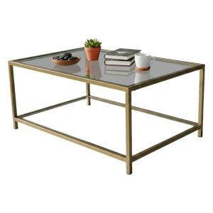 Mesa de centro mina, rectangular, metal dorado 90x60x40h cm