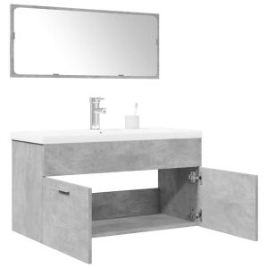 Set muebles de baño 2 piezas madera contrachapada gris hormigón esb5063