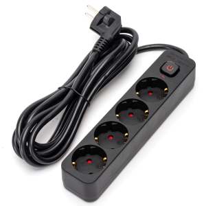 Aigostar regleta 4 enchufes, alargador 3m con interruptor, negro
