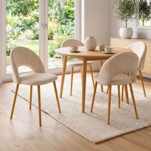 Juego de 4 sillas mado de terciopelo beige para comedor