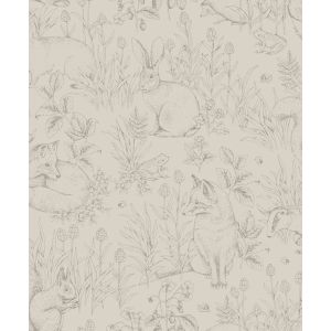 Borastapeter papel pintado bosque con animales del bosque beige