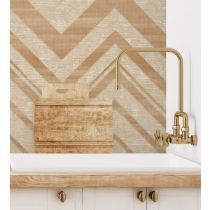 Papel pintado gaulan  geométrico zigzag ocre con textura en 10.6m²