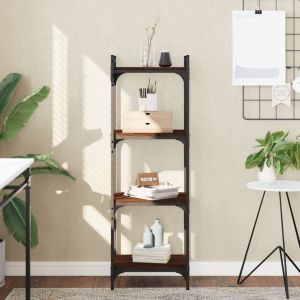 Librería 4 estantes madera ingeniería roble marrón 40x30x120 cm