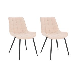 Silla tapizada de comedor cord ikalo - lote de 2 crema