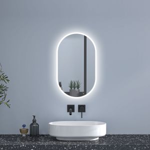 Espejo de baño LED 45 x 75 cm, ovalado, antivaho, luminosidad regulable