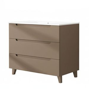 Móveis banho lavatório, victoria 100x45 cm moka fosco 3 gavetas pés