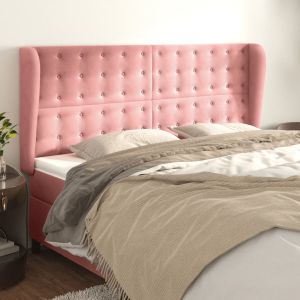 Cabecero con orejas de terciopelo rosa 203x23x118/128 cm eso8341
