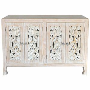 Aparador de madera de 4 puertas 100,5x26x70h cm