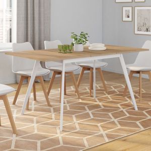 Mesa extensible escandinava de madera blanca - 120-160 cm
