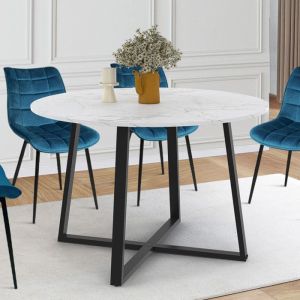 Mesa de comedor redonda - efecto mármol - 110 cm