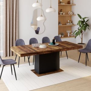 Mesa de comedor extensible - madera oscura negra - 160-200 cm