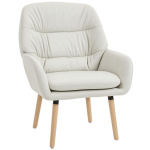 Butaca de salón 68x74x89 cm cuero sintético, madera de caucho color beige