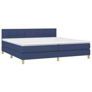 vidaXL cama box spring con colchón tela azul 200x200 cm