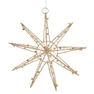 Decoración de navidad estrella coLGante LED dorada 30cm para interior