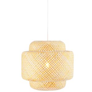 Lámpara de techo trenzada con bambú de estilo boho y 40 w, marrón