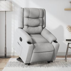 Sillón eléctrico reclinable elevable de tela gris claro qweo3382