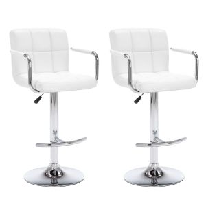 vidaXL taburetes de cocina 2 unidades cuero sintético blanco