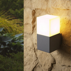 Luz de pared gris LED ip44 alu para bulbo E27