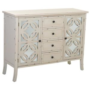 Aparador de madera con cristal blanco 110x37x84