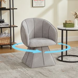 Sillón giratorio chenilla gris con respaldo alto