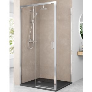 Mampara ducha rectangular frontal | frente 150 lateral 90cm cromo