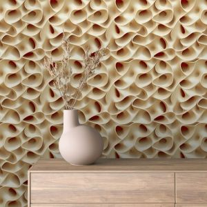 Papel pintado 3d olas beige y rojo 60cm por 300cm