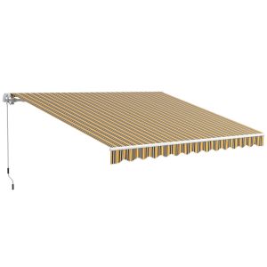Toldo manual retráctil 350x250 cm poliéster bicolor Outsunny