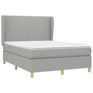 vidaXL cama box spring con colchón tela gris claro 140x190 cm