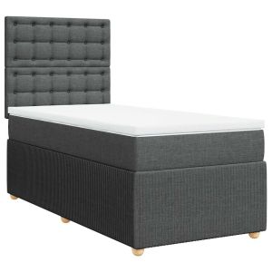 vidaXL cama box spring con colchón tela gris oscuro 80x200 cm