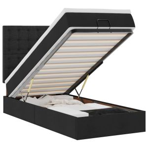 vidaXL cama otomana con colchón y luces LED tela negra 80x200cm