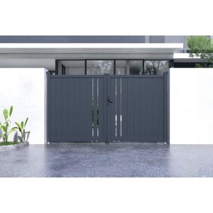 Puerta abatible 3m giona h.180 aluminio gris