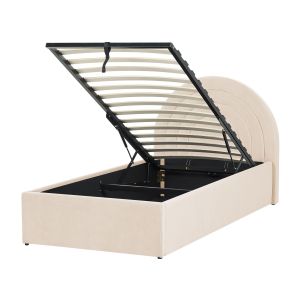 Cama infantil con almacenaje anet terciopelo beige 90 x 200 cm
