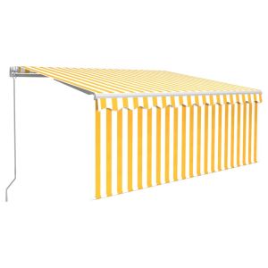 vidaXL toldo retráctil manual con persiana amarillo y blanco 3x2,5 m