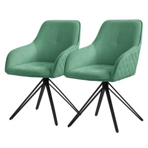 2x silla de comedor giratoria verde tela tejida asiento ergonómico