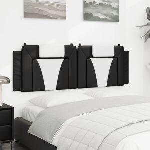 Cabecero de cama acolchado cuero sintético negro blanco 160 cm eso2622