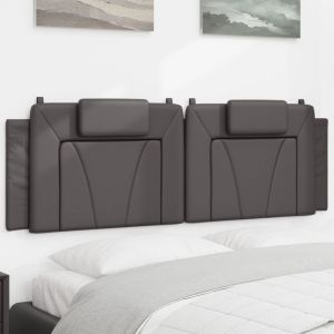 Cabecero de cama acolchado cuero sintético gris 160 cm eso8990