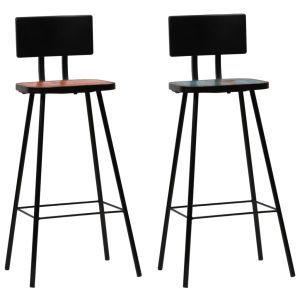 vidaXL taburetes de cocina 2 unidades madera maciza reciclada