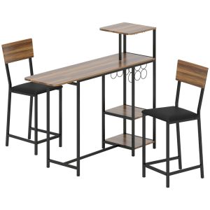 Conjunto de bar 140x40x116 cm mdf, acero color marrón Homcom