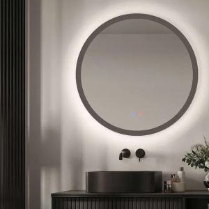 LEDimex - espejo redondo baño con luz LED 60cm retroiluminado, sensor gris