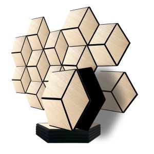 Pack 10 panel acústico pared hexagonal madera claro helsinki 30x30x1cm
