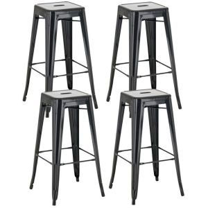 Taburetes de bar metálicos negros - lote 4 - 77 cm