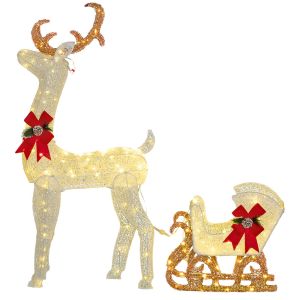 Luces de navidad 59x29x118 cm pp, metal color blanco Outsunny